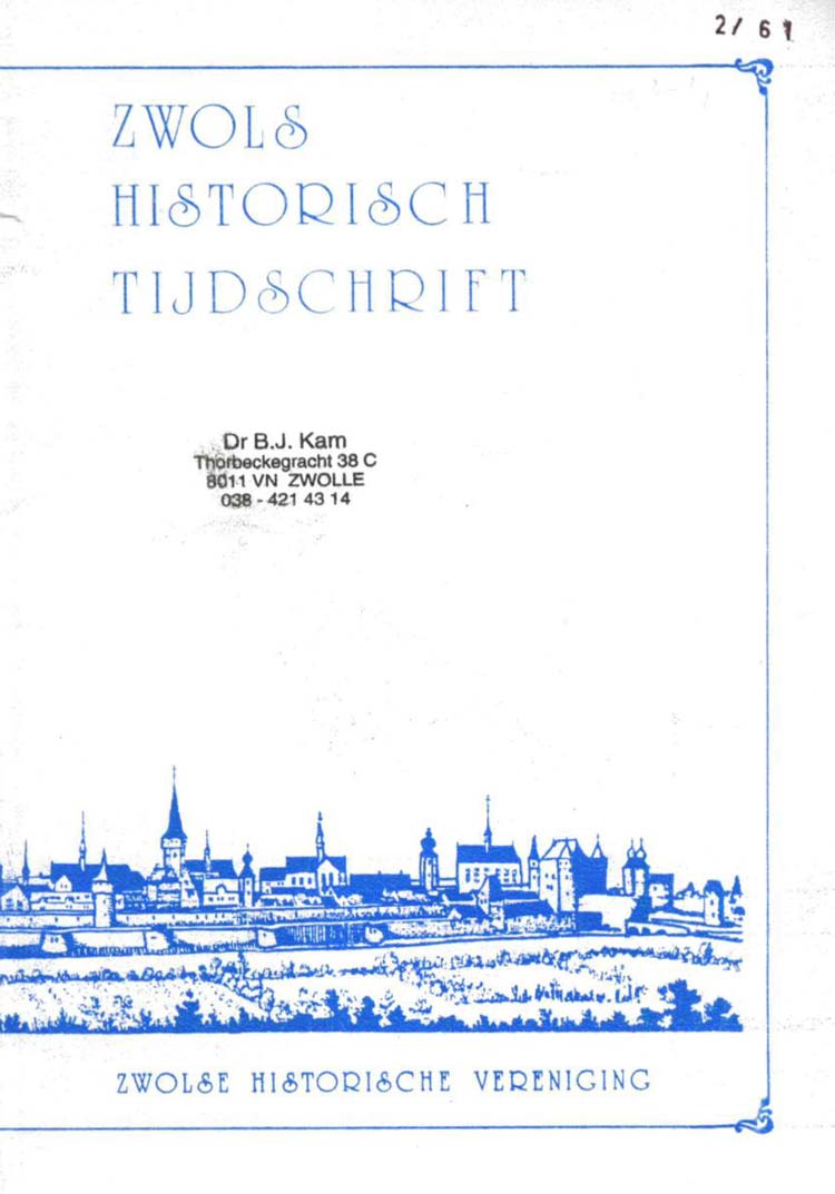 Zwolse Historisch Tijdschrift 1985, Aflevering 1