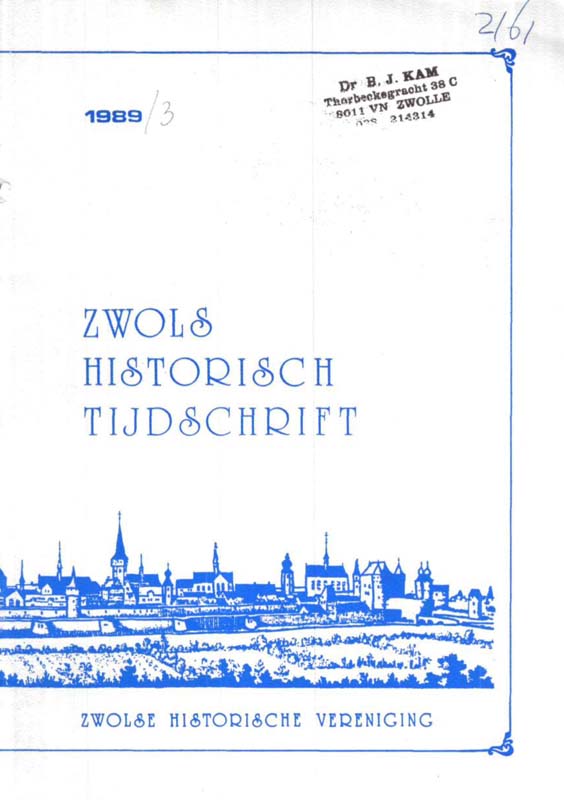 Zwolse Historisch Tijdschrift 1989, Aflevering 3